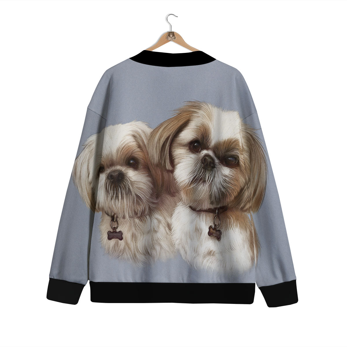Portrait Shih Tzu Print Cardigan-grizzshop