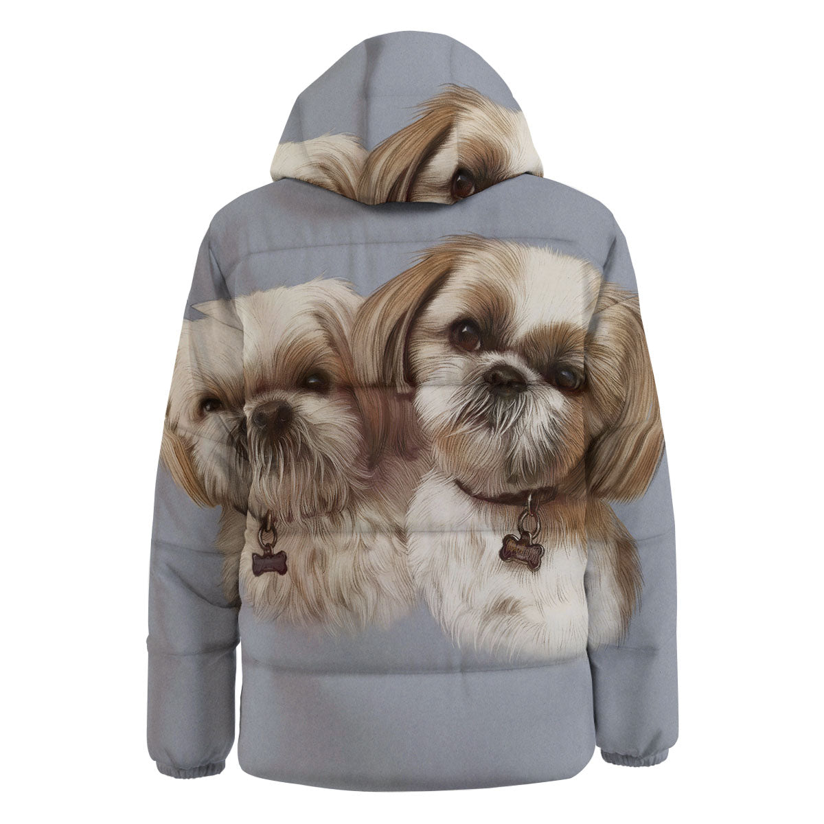 Portrait Shih Tzu Print Down Jacket-grizzshop
