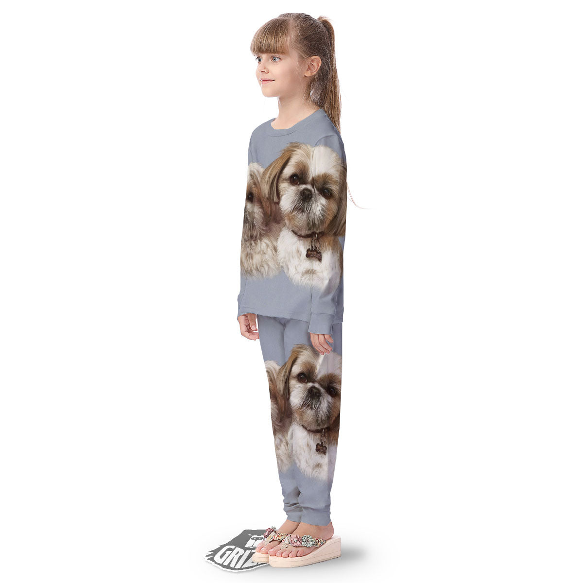 Portrait Shih Tzu Print Kid's Pajamas-grizzshop