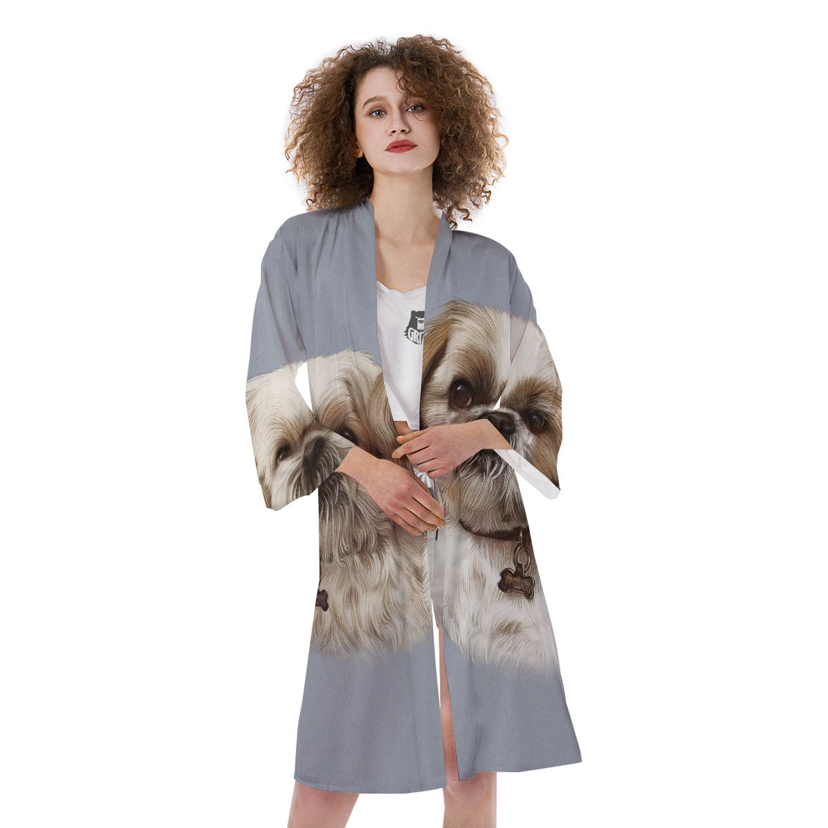 Portrait Shih Tzu Print Kimono-grizzshop