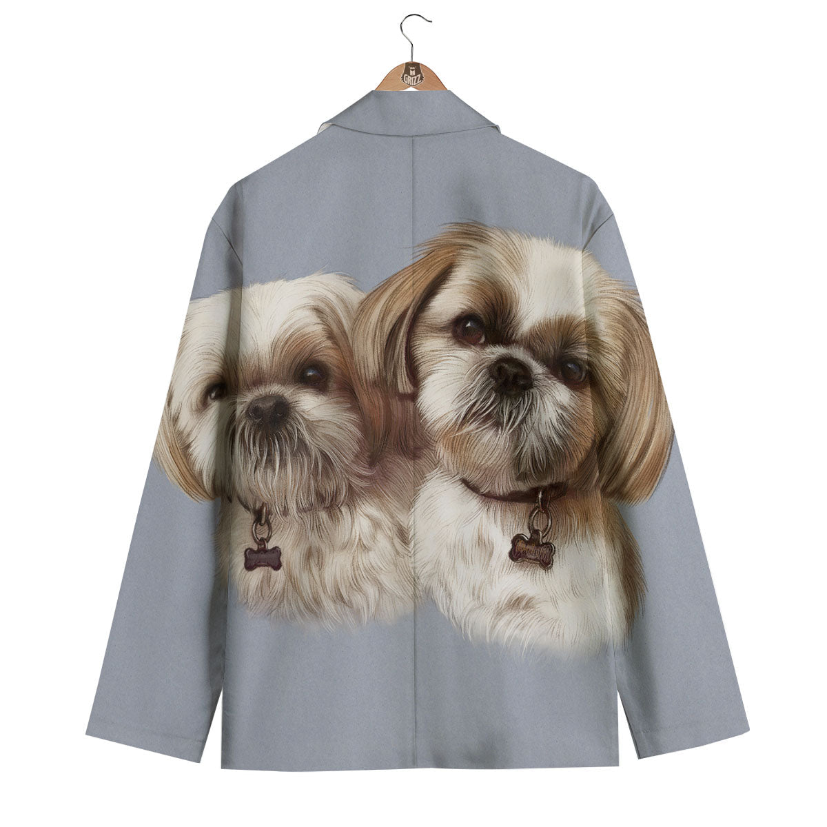 Portrait Shih Tzu Print Men's Blazer-grizzshop
