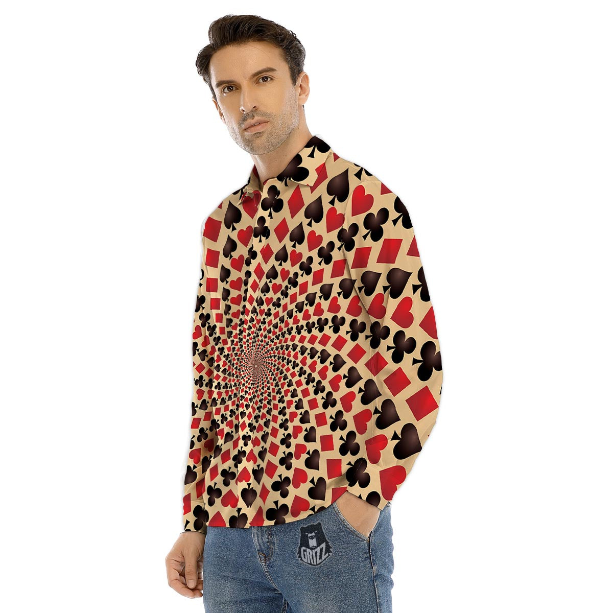 Portrait Shih Tzu Print Men's Dress Shirts-grizzshop