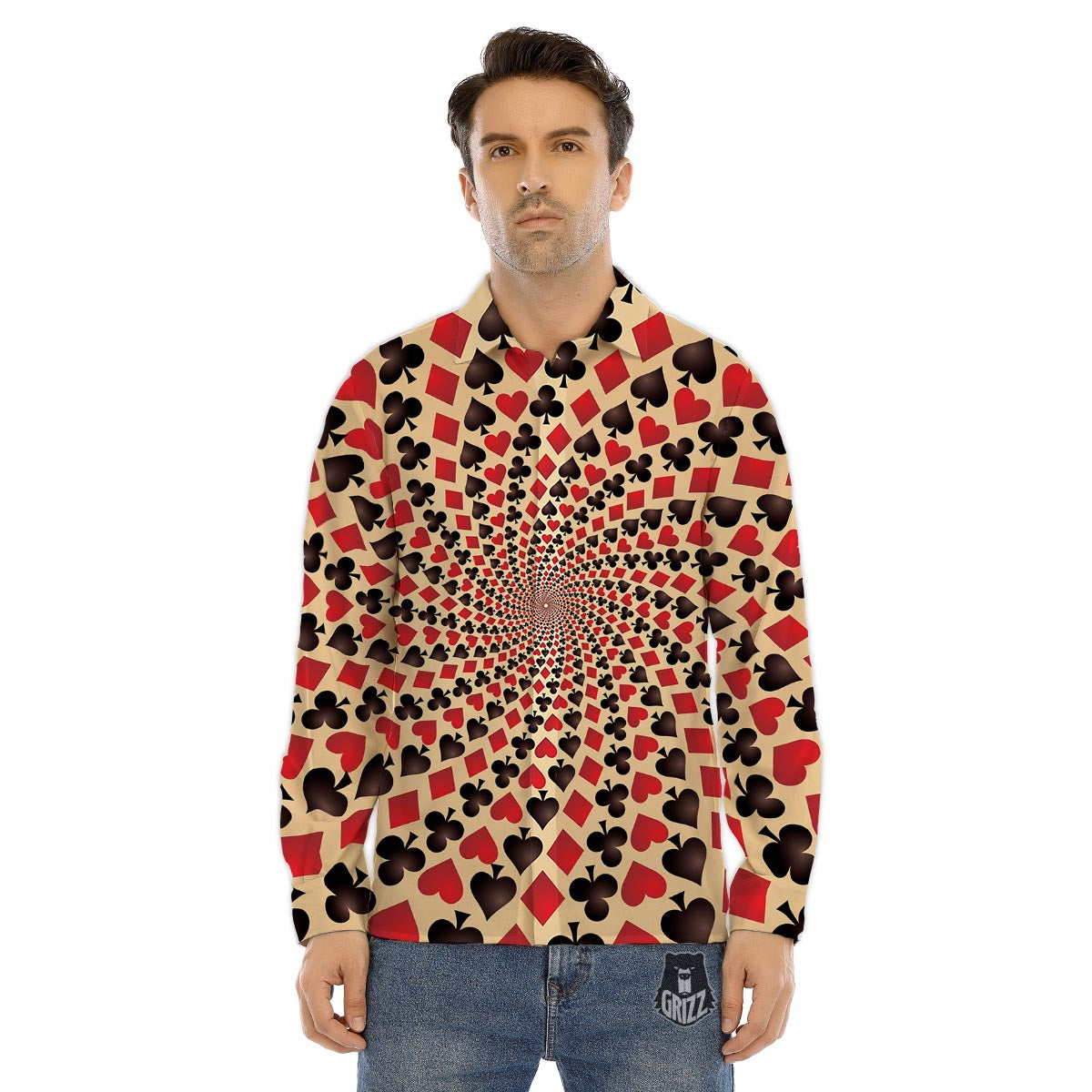 Portrait Shih Tzu Print Men's Dress Shirts-grizzshop
