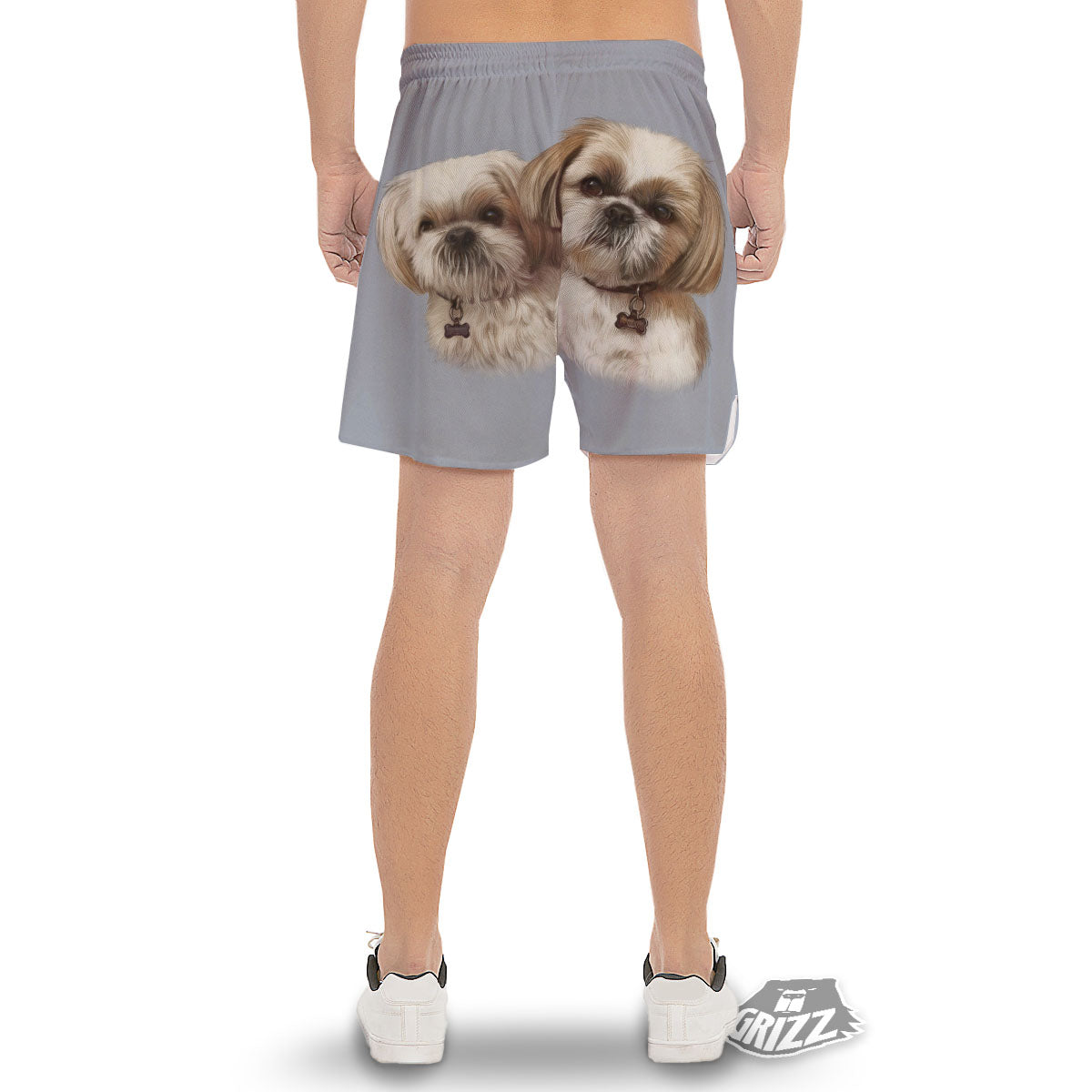 Portrait Shih Tzu Print Men's Gym Shorts-grizzshop