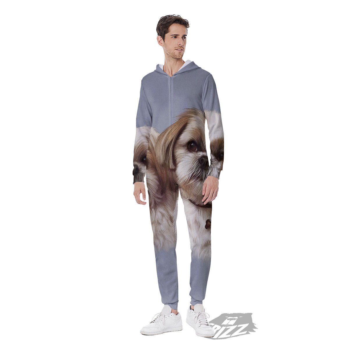 Portrait Shih Tzu Print Men's Jumpsuit-grizzshop