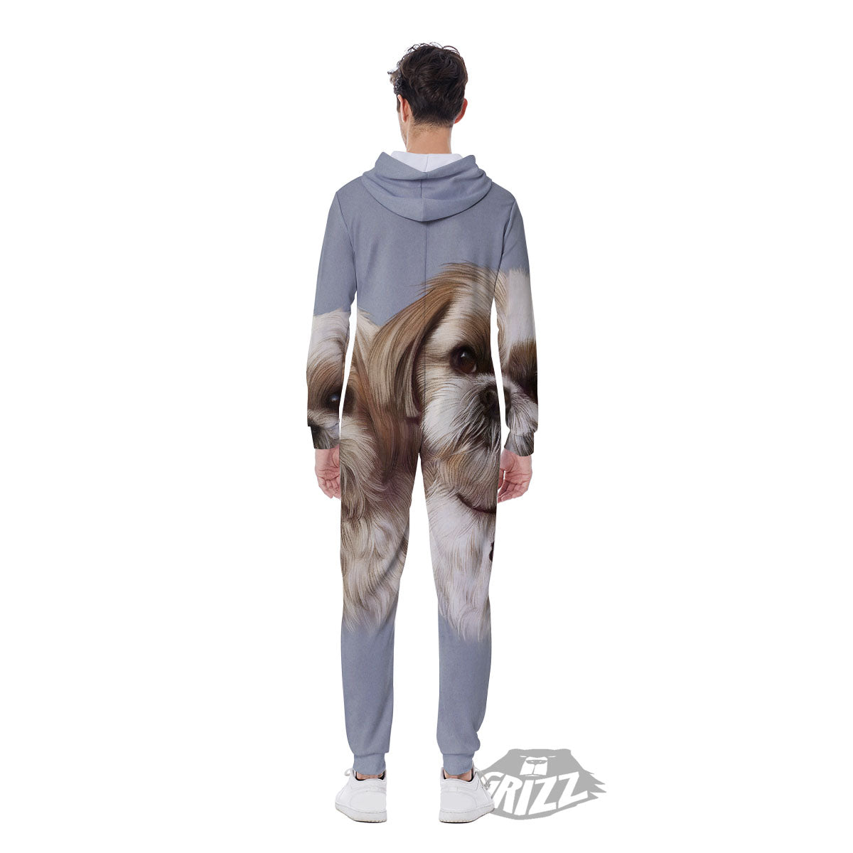 Portrait Shih Tzu Print Men's Jumpsuit-grizzshop