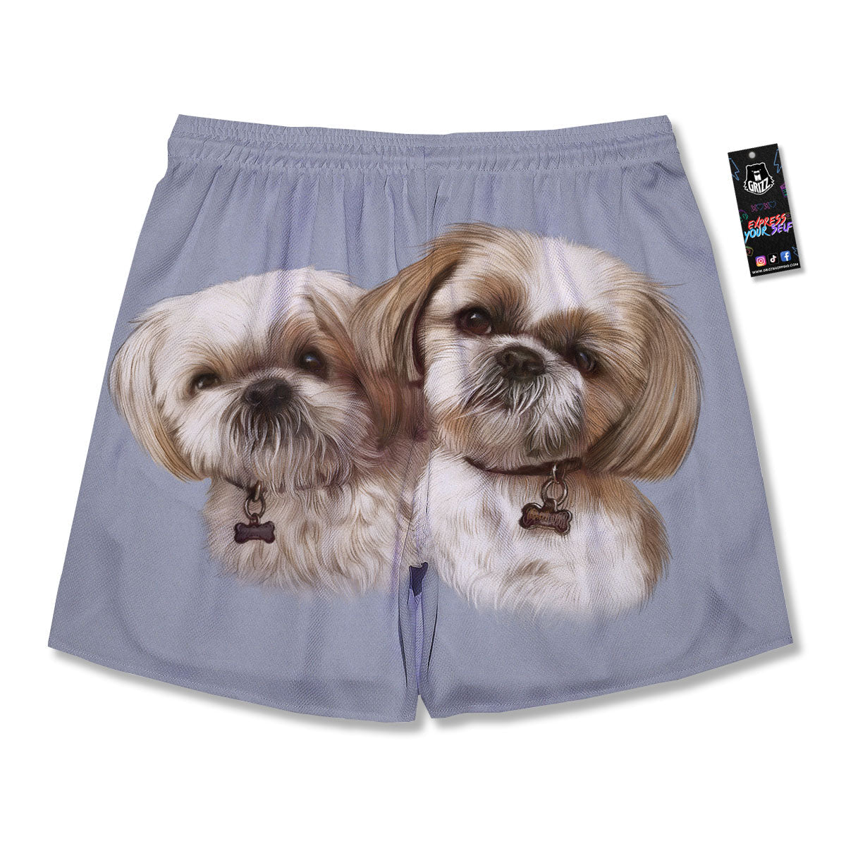 Portrait Shih Tzu Print Men's Running Shorts-grizzshop