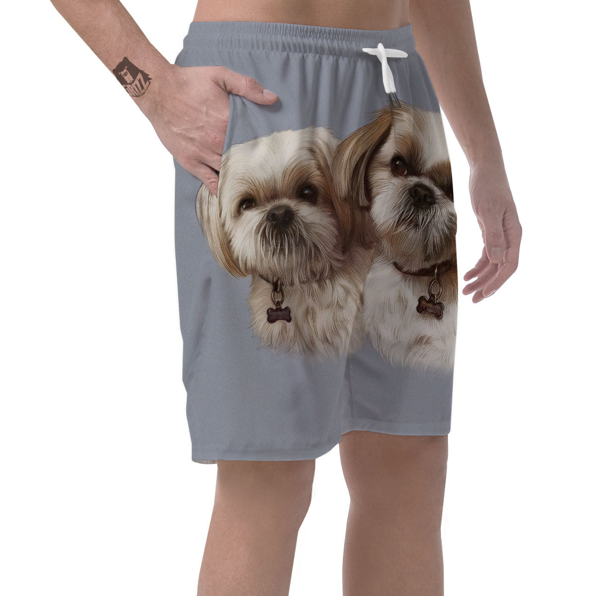 Portrait Shih Tzu Print Men's Shorts-grizzshop