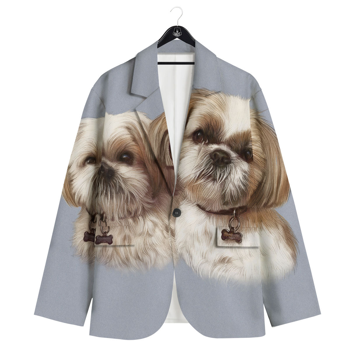 Portrait Shih Tzu Print Men's Sport Coat-grizzshop