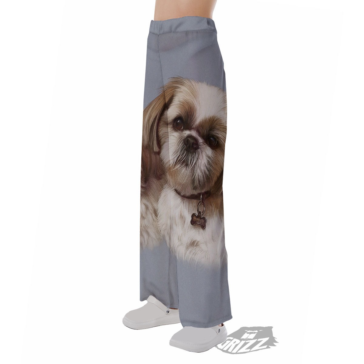 Portrait Shih Tzu Print Pajama Pants-grizzshop