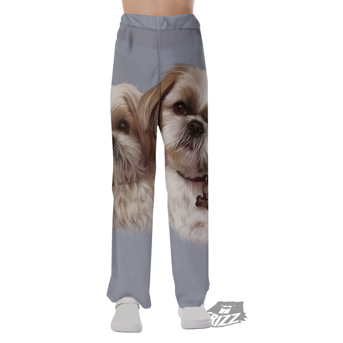 Portrait Shih Tzu Print Pajama Pants-grizzshop
