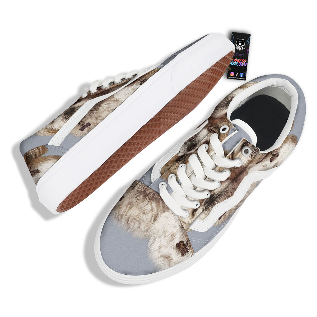 Portrait Shih Tzu Print Skate Shoes-grizzshop