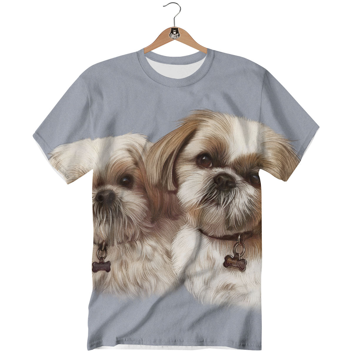 Portrait Shih Tzu Print T-Shirt-grizzshop