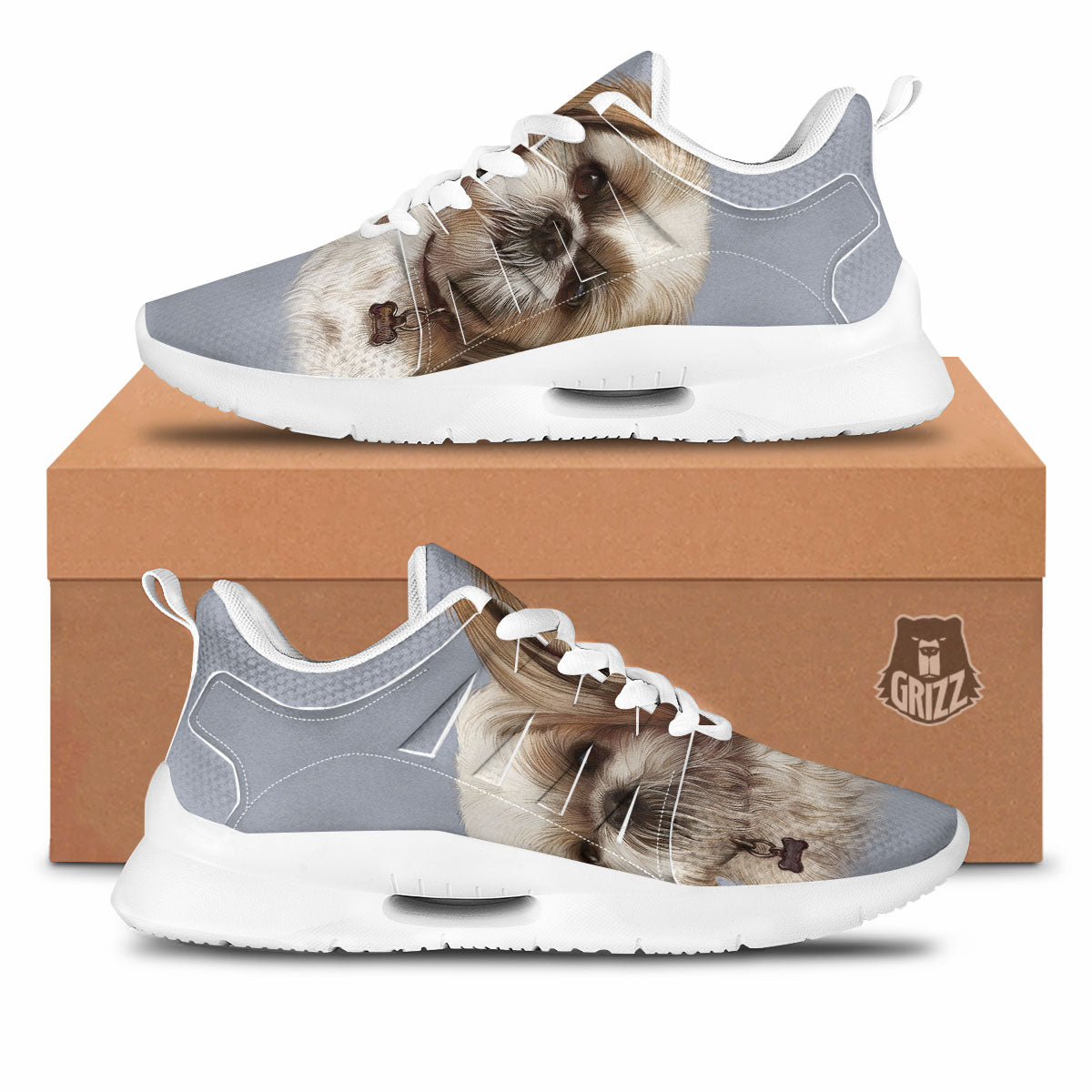 Portrait Shih Tzu Print Tennis Shoes-grizzshop