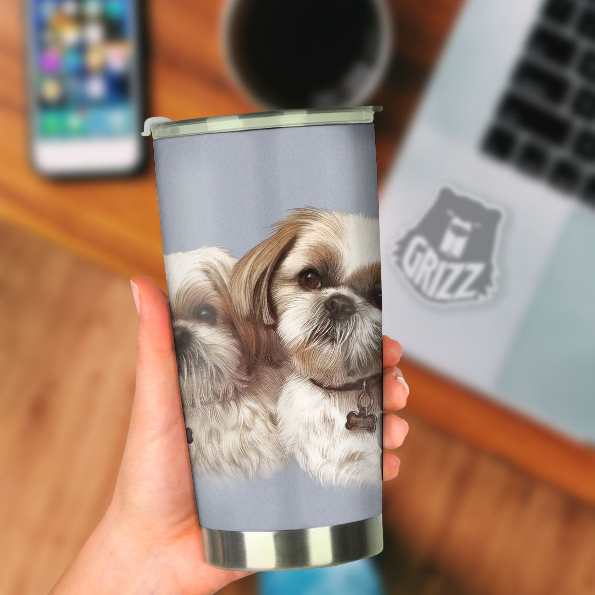 Portrait Shih Tzu Print Tumbler-grizzshop