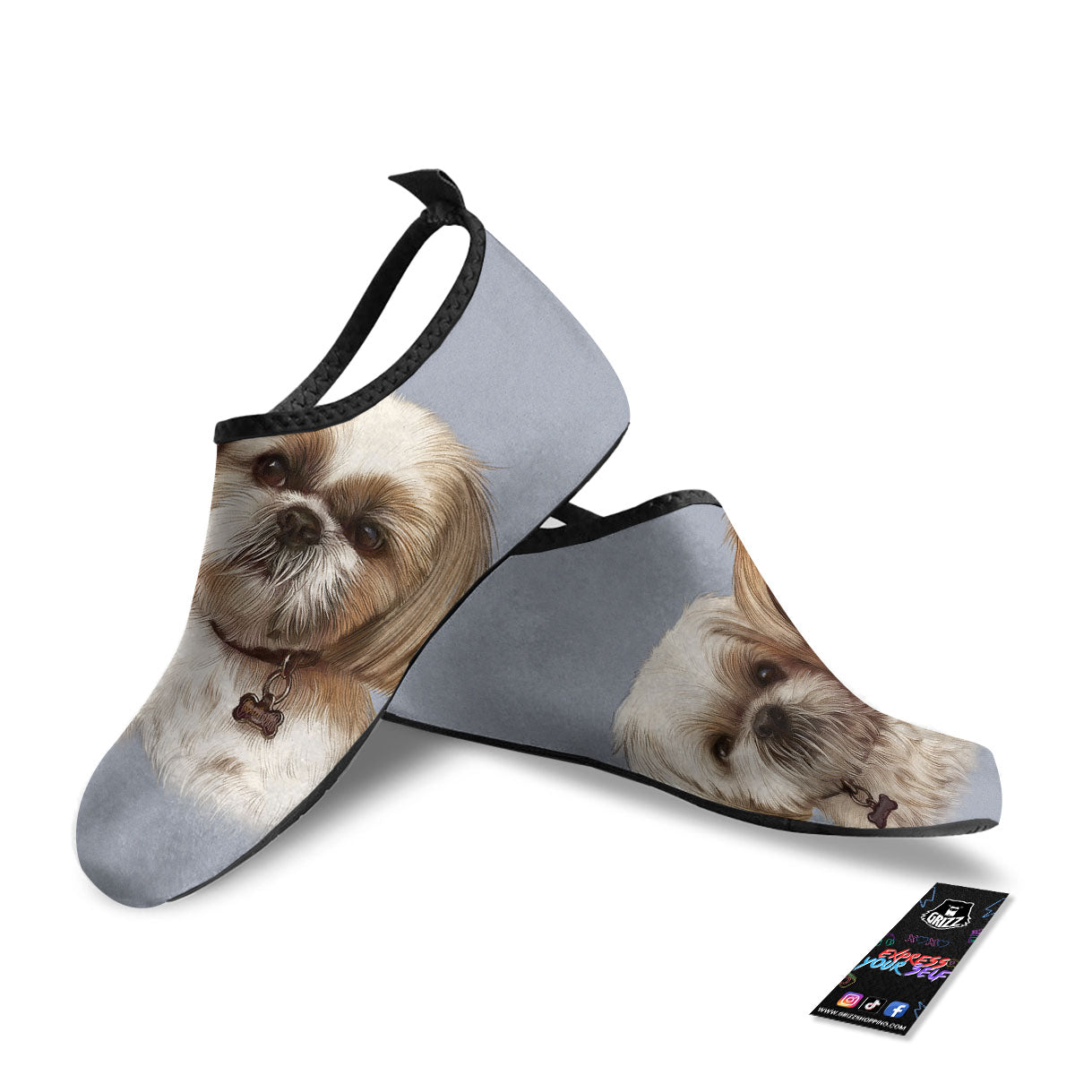 Portrait Shih Tzu Print Water Shoes-grizzshop