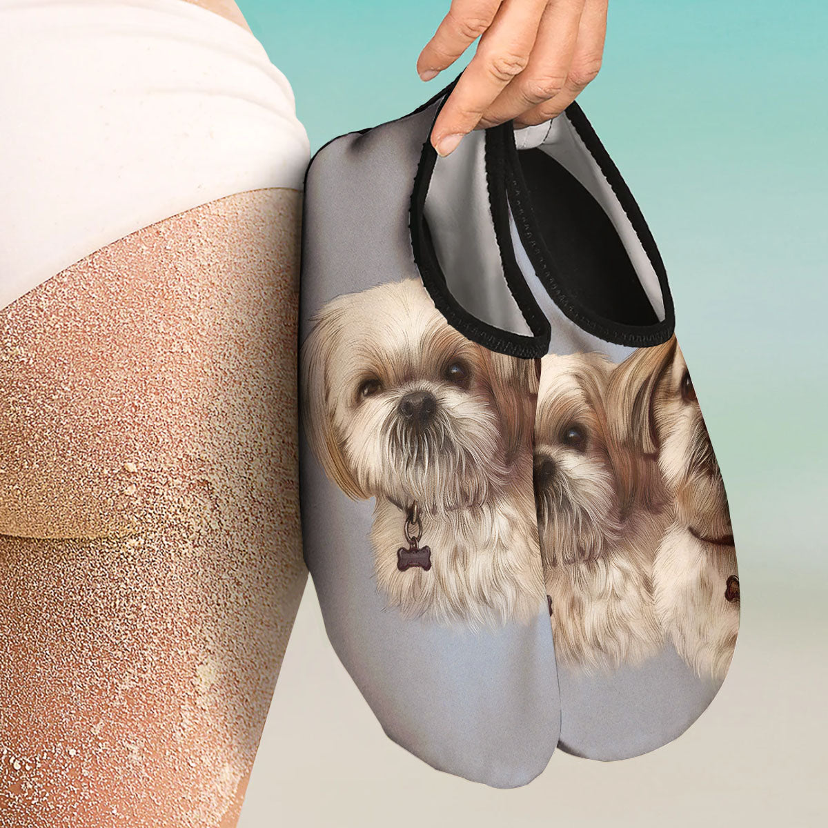 Portrait Shih Tzu Print Water Shoes-grizzshop