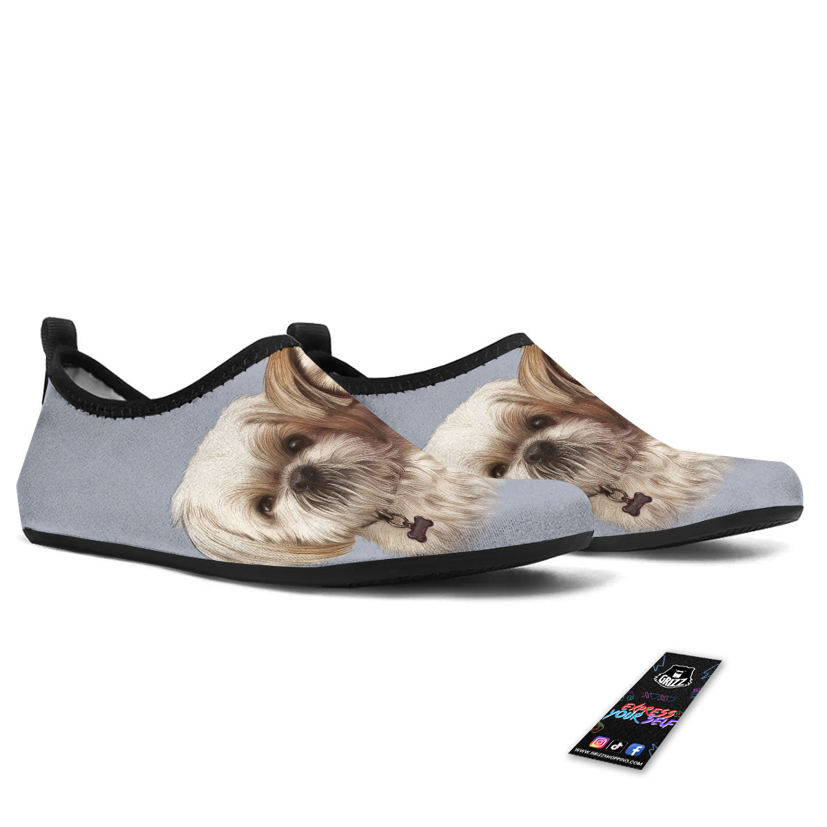 Portrait Shih Tzu Print Water Shoes-grizzshop