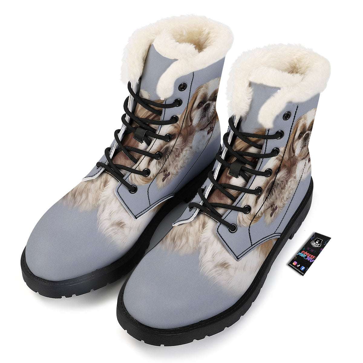 Portrait Shih Tzu Print Winter Boots-grizzshop