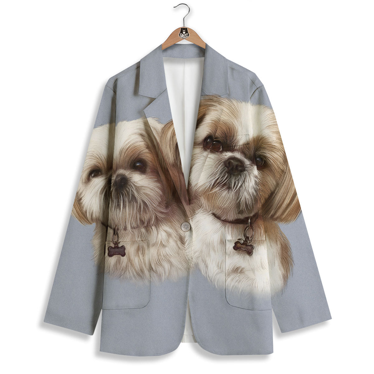 Portrait Shih Tzu Print Women's Blazer-grizzshop