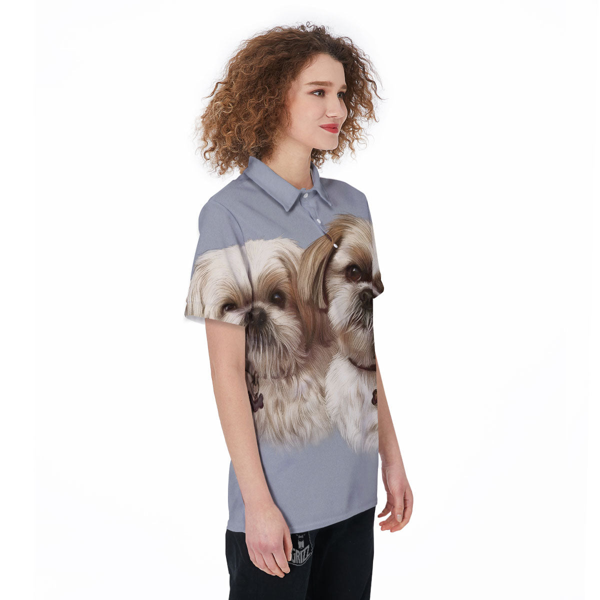 Portrait Shih Tzu Print Women's Golf Shirts-grizzshop