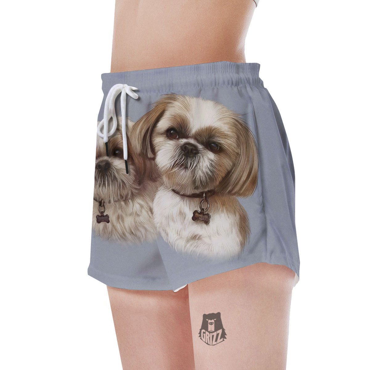 Portrait Shih Tzu Print Women's Shorts-grizzshop