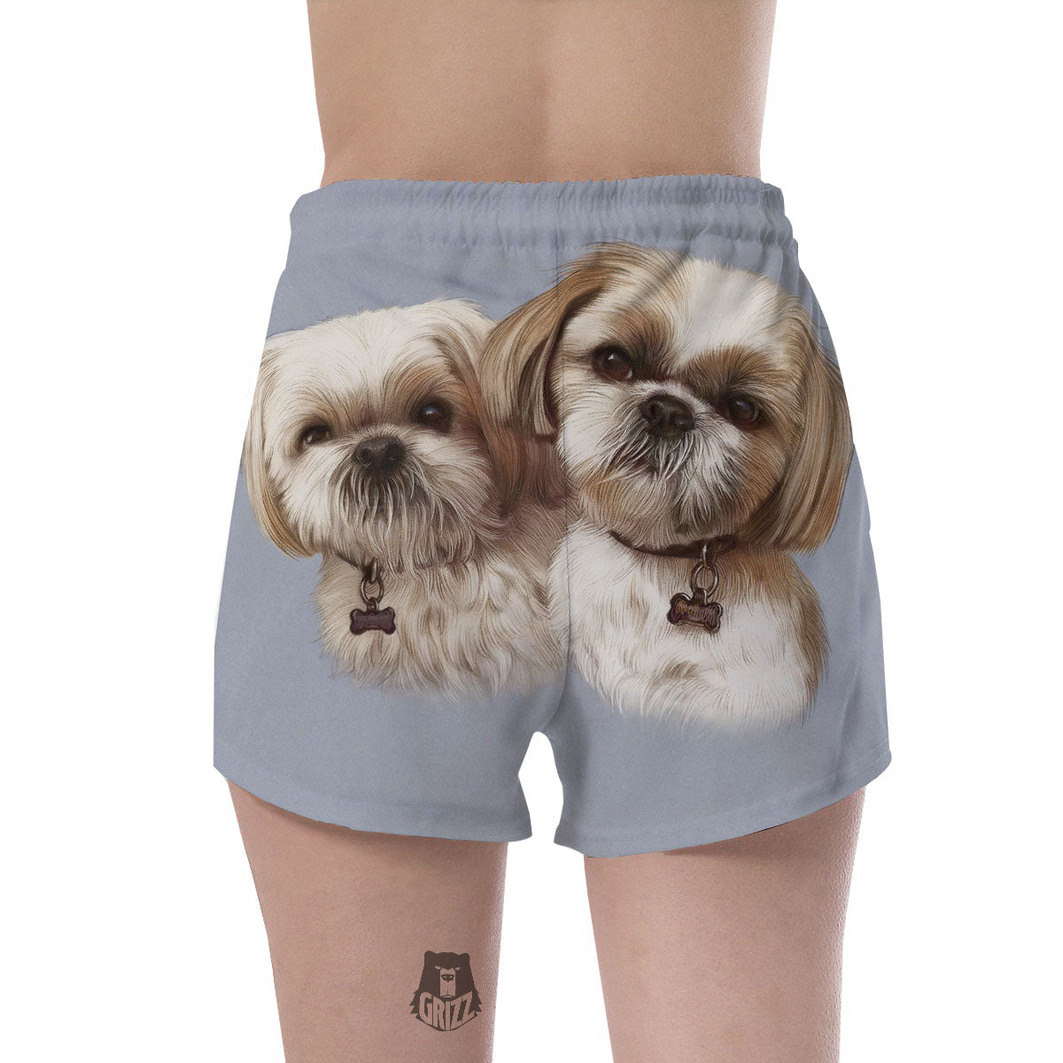 Portrait Shih Tzu Print Women's Shorts-grizzshop