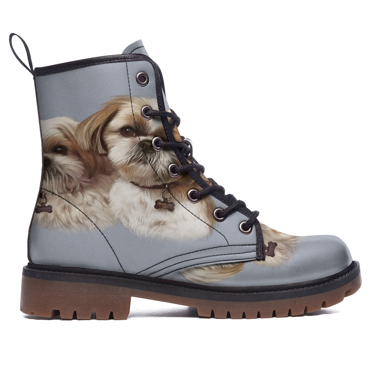 Portrait Shih Tzu Print Work Boots-grizzshop
