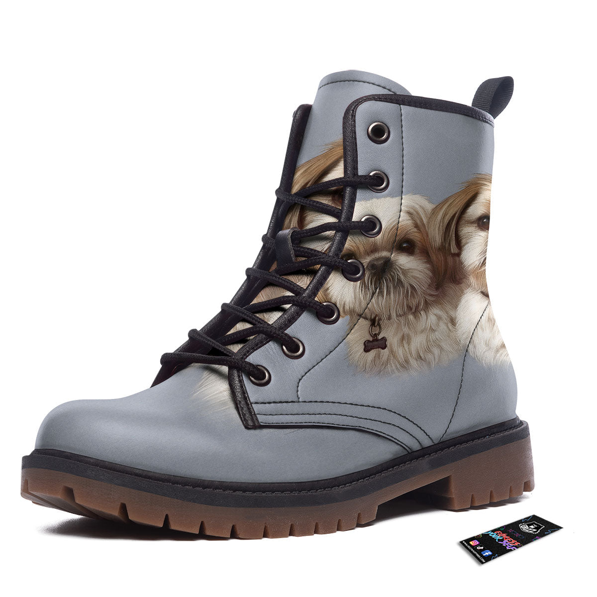 Portrait Shih Tzu Print Work Boots-grizzshop
