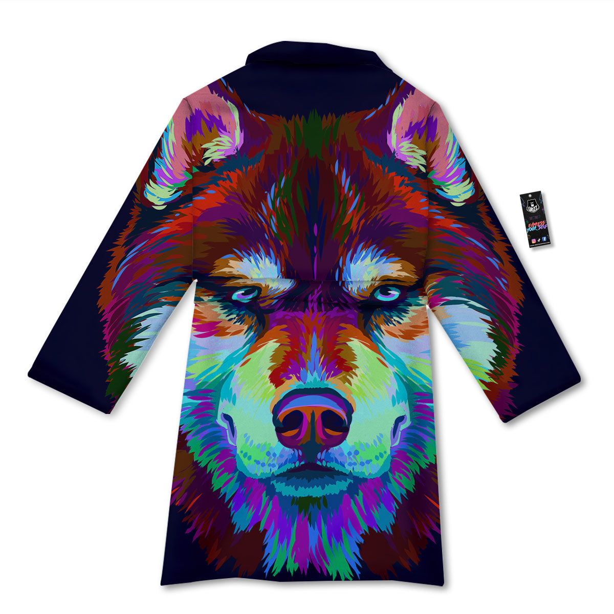 Portrait Siberian Husky Print Bathrobe-grizzshop