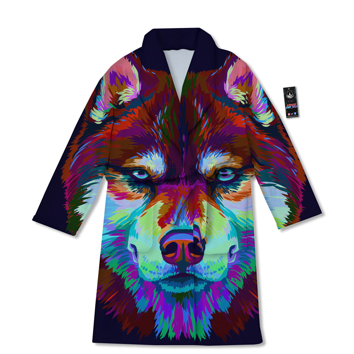 Portrait Siberian Husky Print Bathrobe-grizzshop