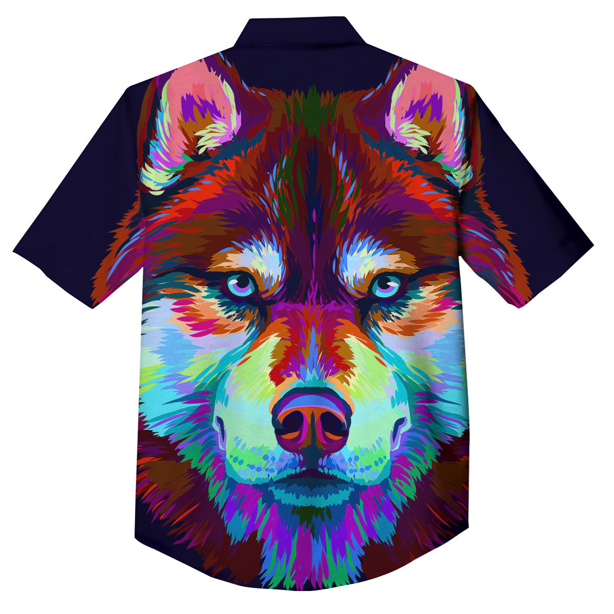Portrait Siberian Husky Print Button Up Shirt-grizzshop