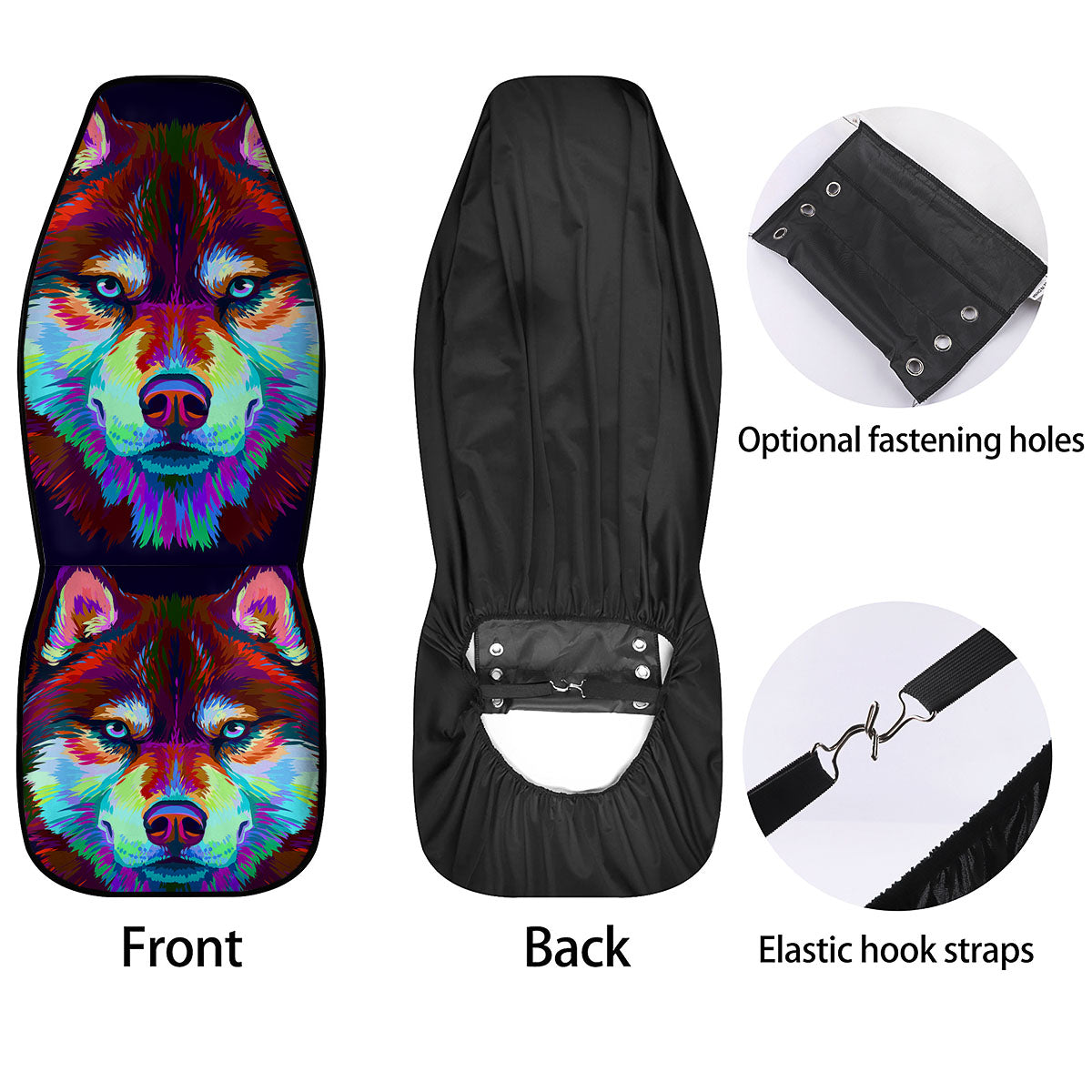 Portrait Siberian Husky Print Car Seat Covers-grizzshop