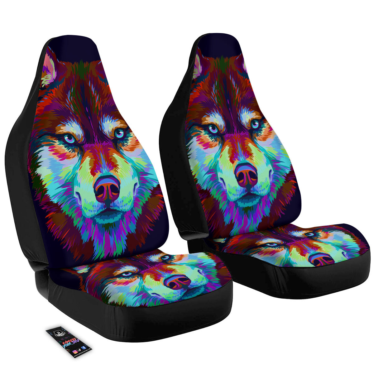 Portrait Siberian Husky Print Car Seat Covers-grizzshop