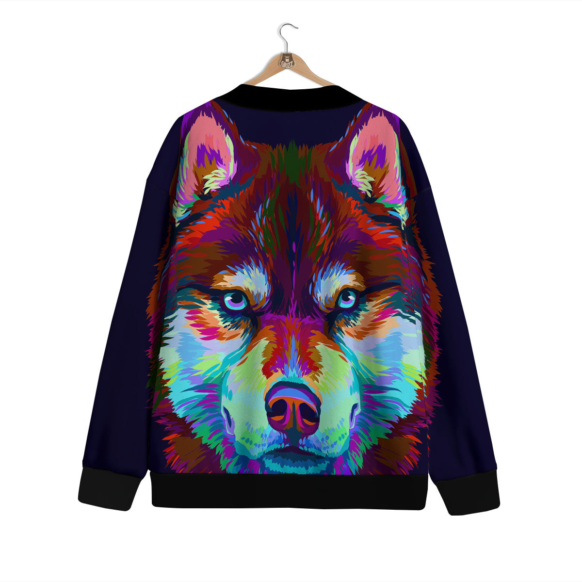 Portrait Siberian Husky Print Cardigan-grizzshop