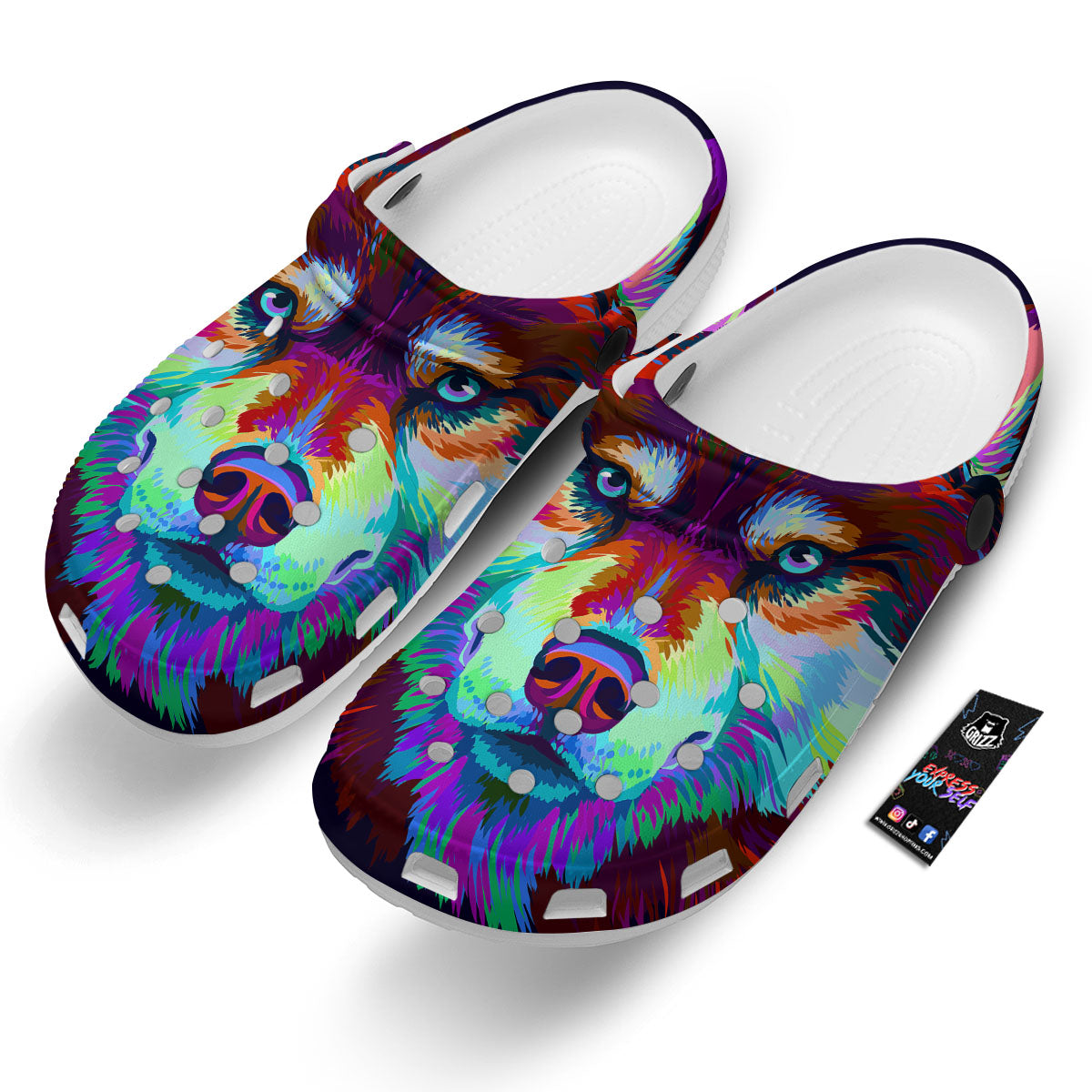 Portrait Siberian Husky Print Clog-grizzshop
