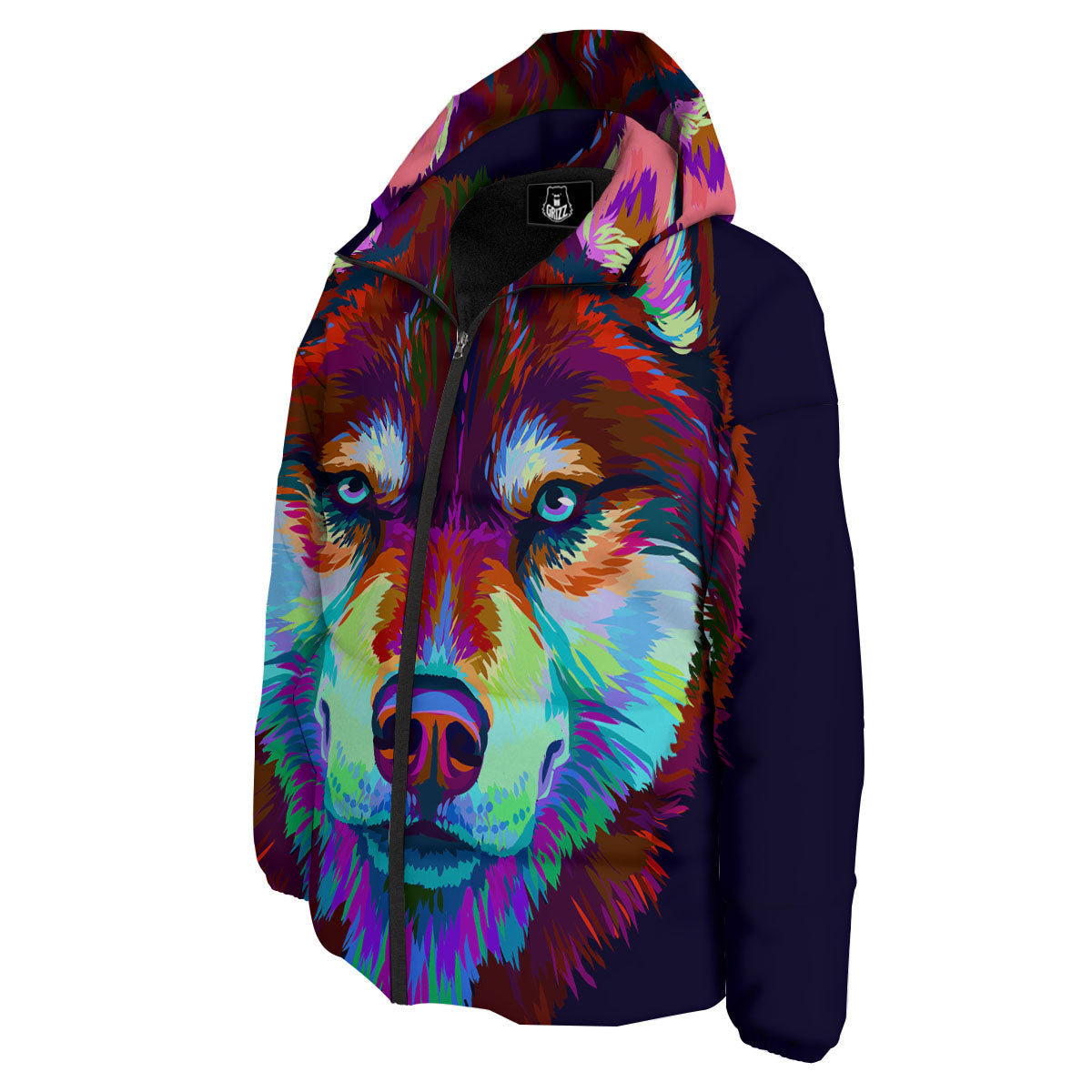 Portrait Siberian Husky Print Down Jacket-grizzshop