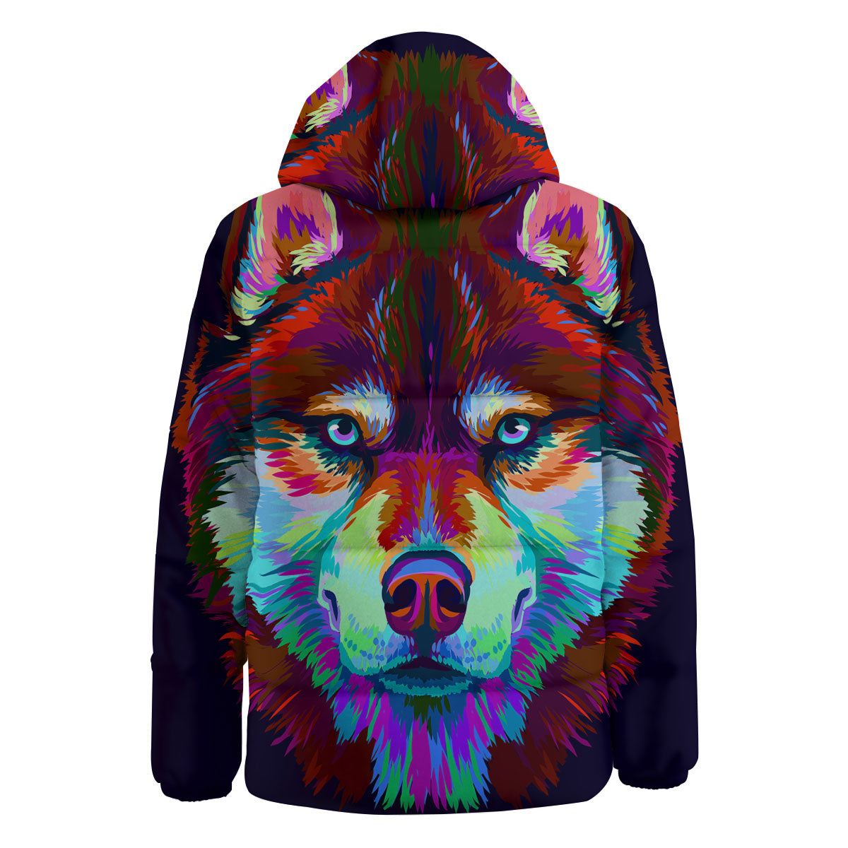 Portrait Siberian Husky Print Down Jacket-grizzshop