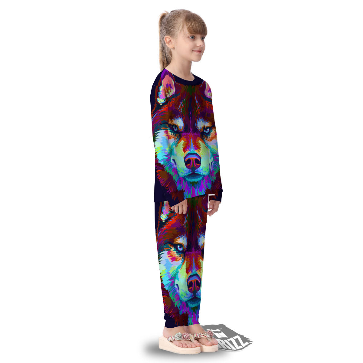 Portrait Siberian Husky Print Kid's Pajamas-grizzshop