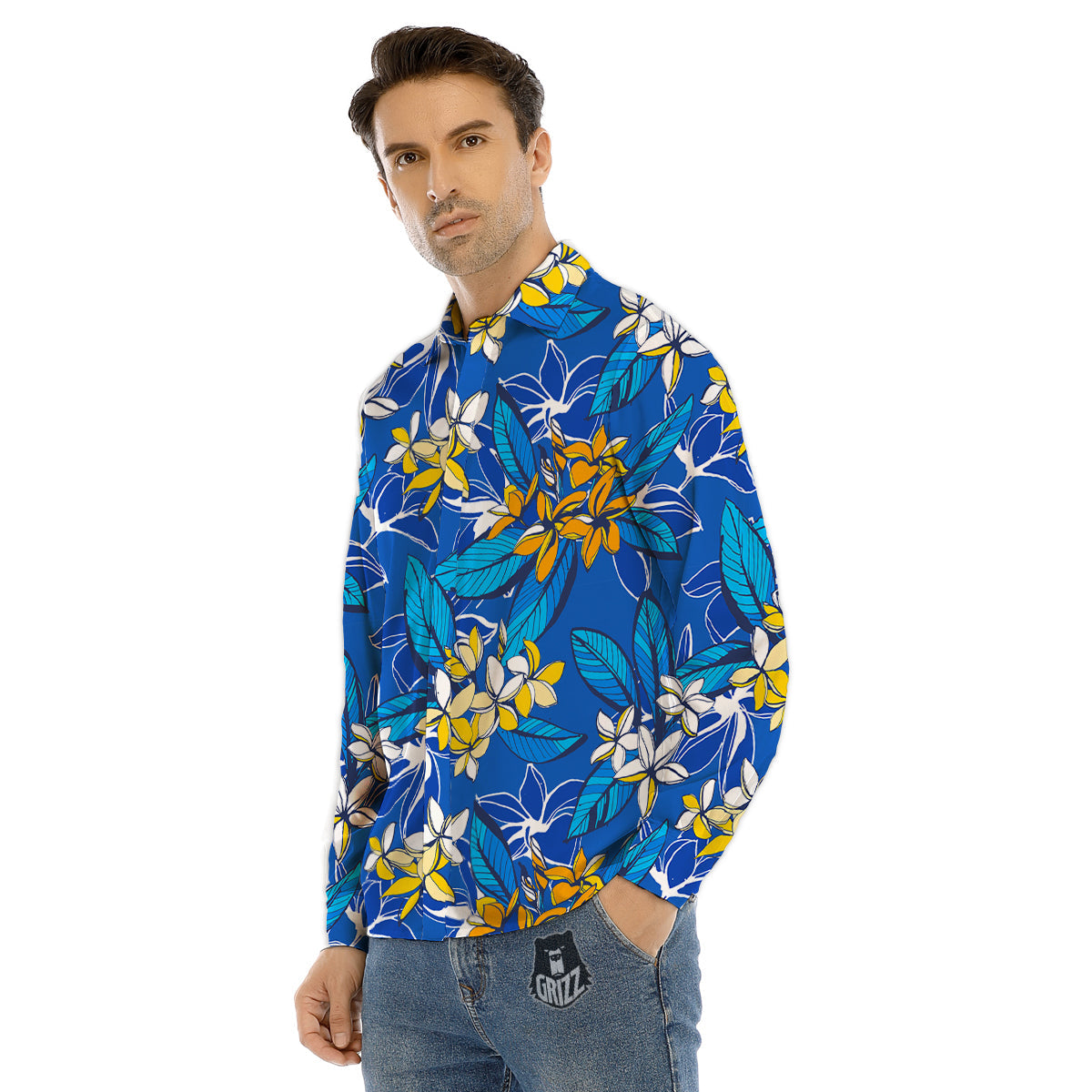 Portrait Siberian Husky Print Men's Dress Shirts-grizzshop