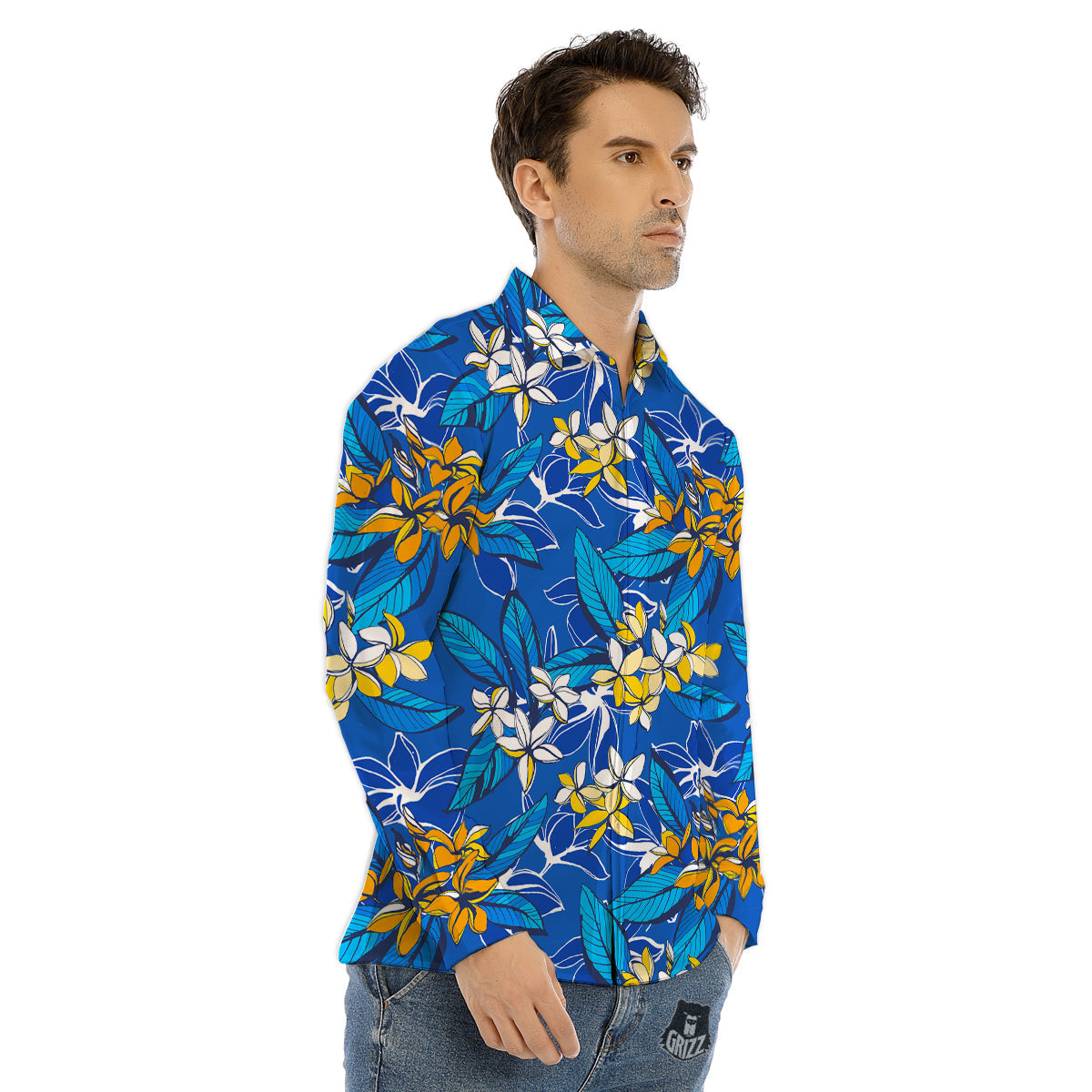 Portrait Siberian Husky Print Men's Dress Shirts-grizzshop