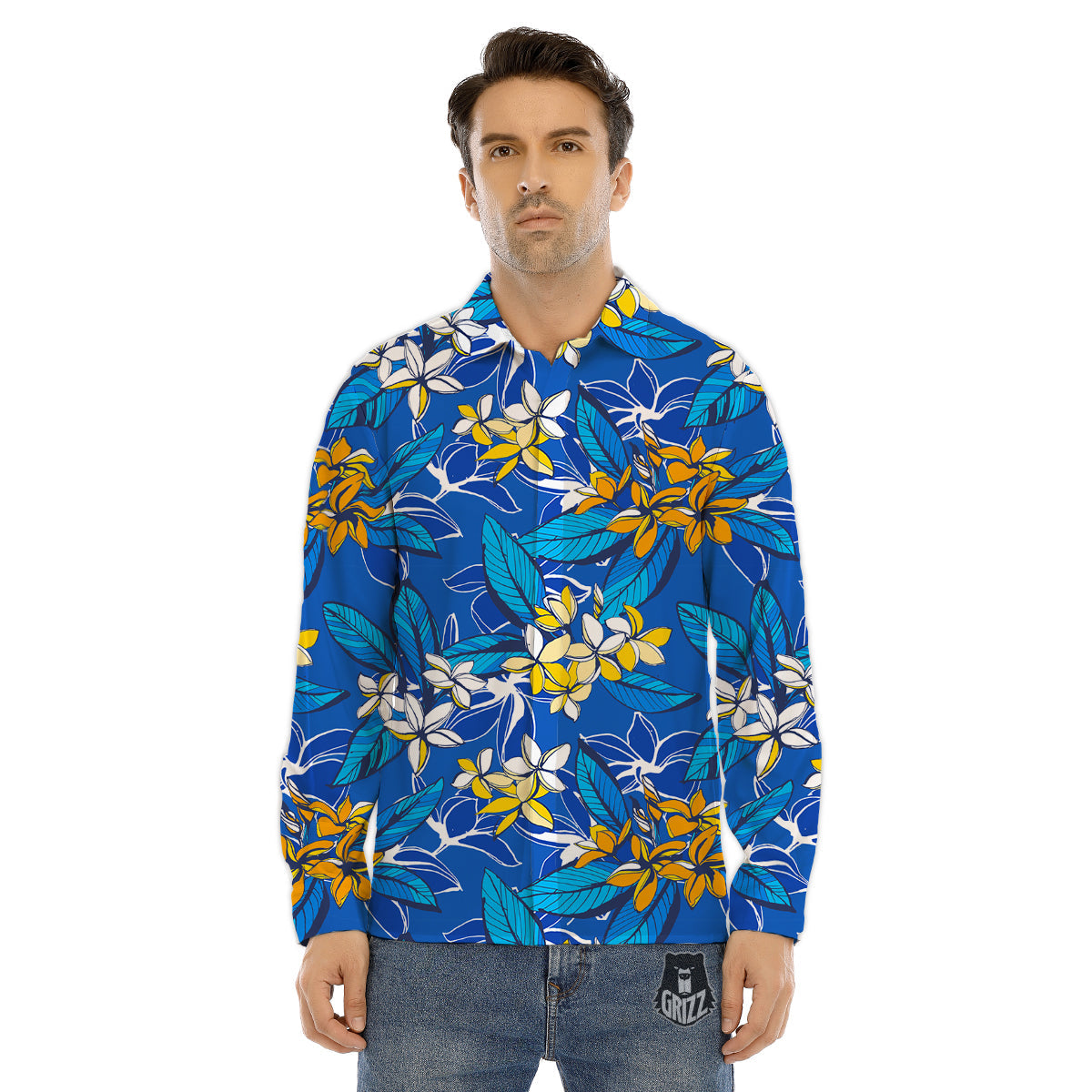 Portrait Siberian Husky Print Men's Dress Shirts-grizzshop