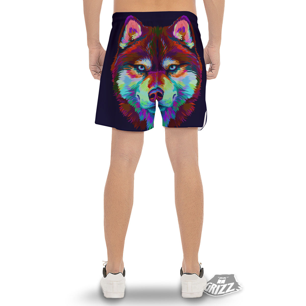 Portrait Siberian Husky Print Men's Gym Shorts-grizzshop