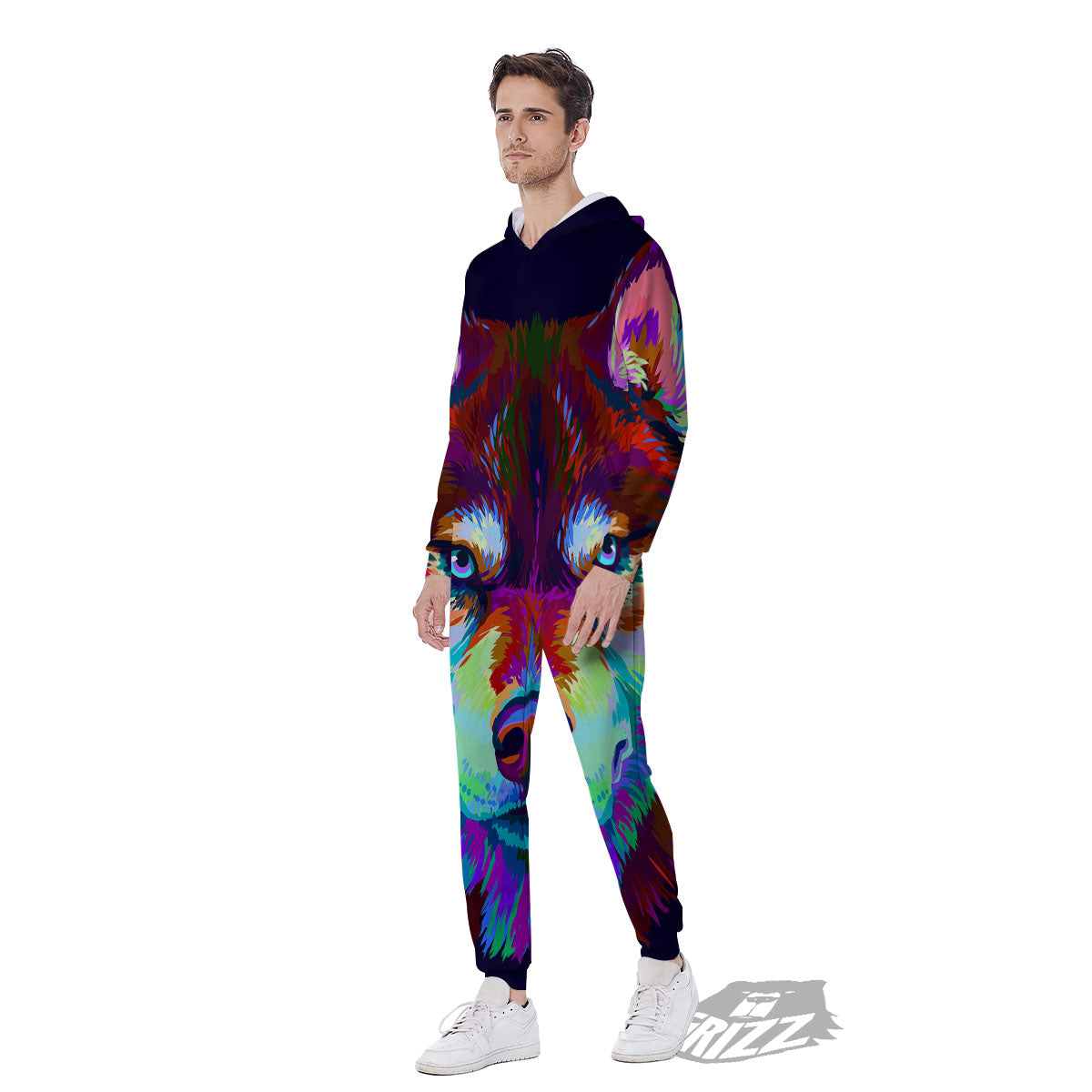 Portrait Siberian Husky Print Men's Jumpsuit-grizzshop