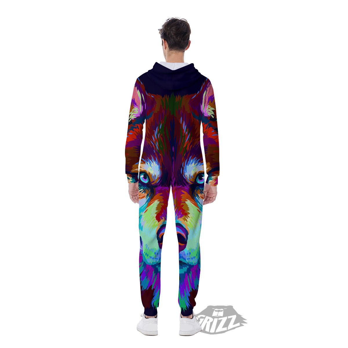 Portrait Siberian Husky Print Men's Jumpsuit-grizzshop