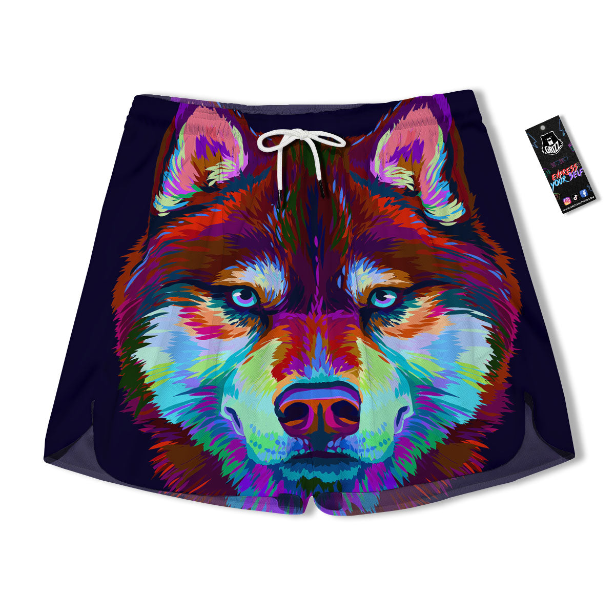 Portrait Siberian Husky Print Men's Running Shorts-grizzshop