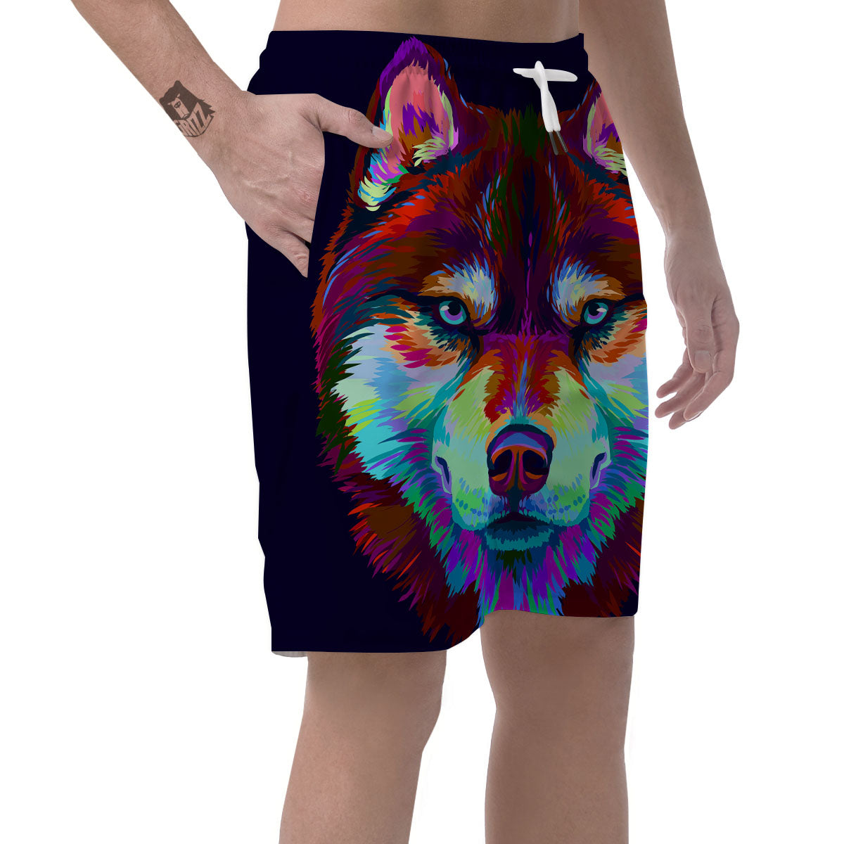 Portrait Siberian Husky Print Men's Shorts-grizzshop