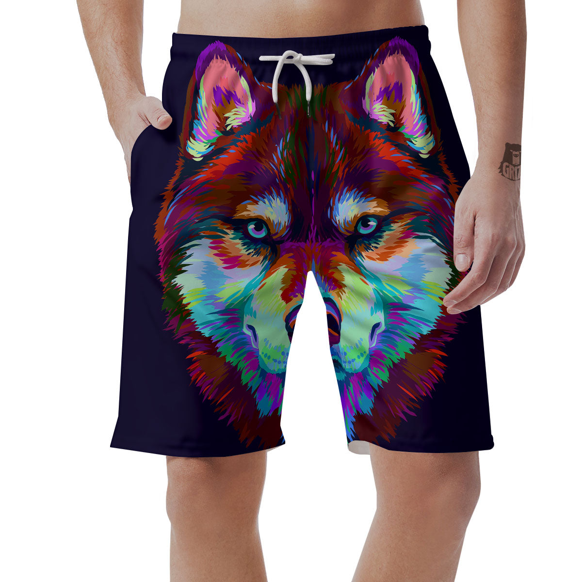 Portrait Siberian Husky Print Men's Shorts-grizzshop
