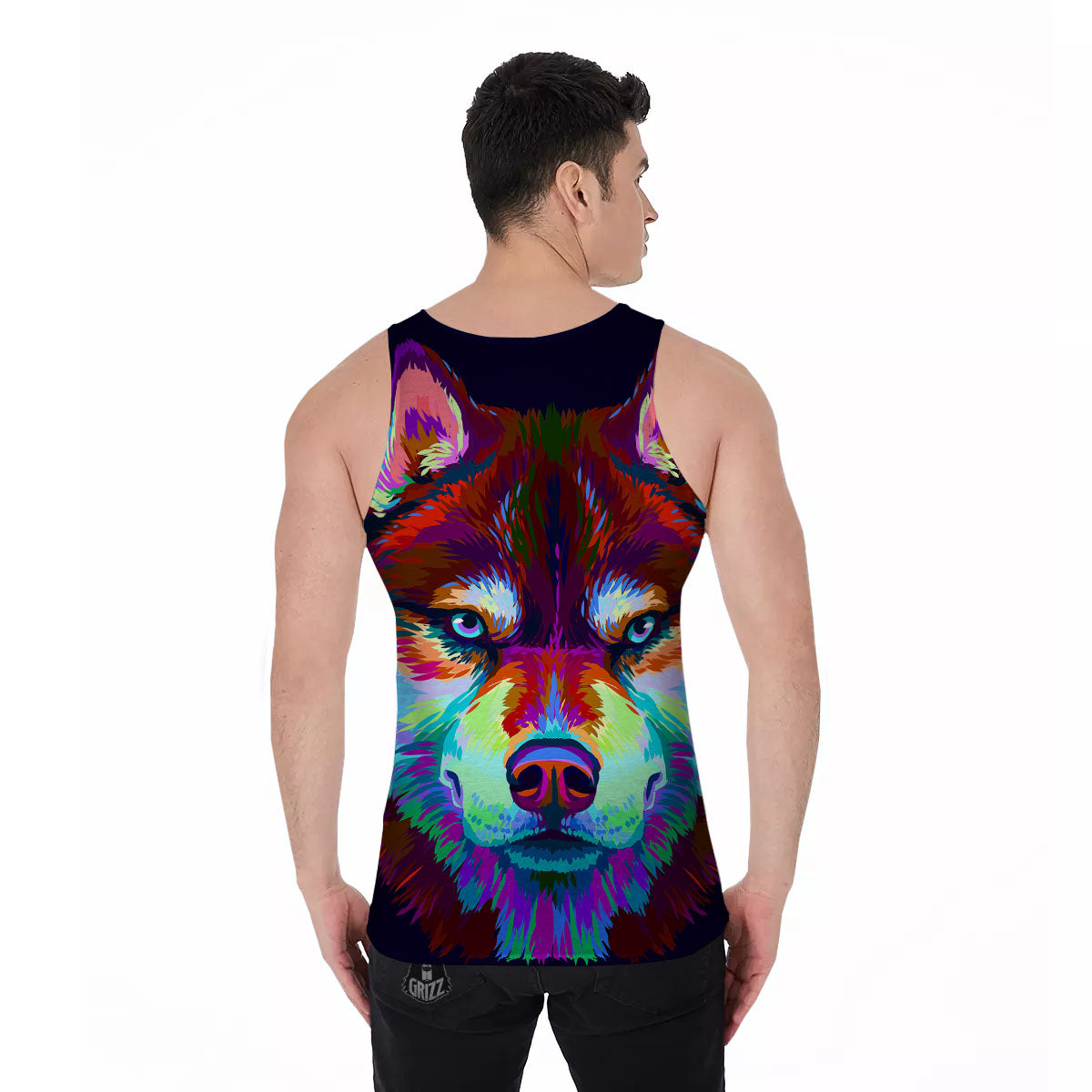 Portrait Siberian Husky Print Men's Tank Top-grizzshop