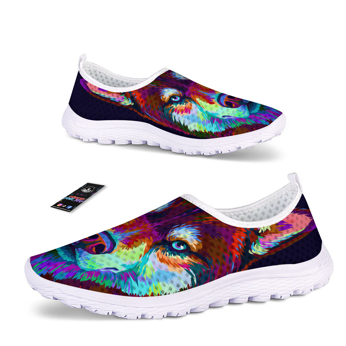 Portrait Siberian Husky Print Nurse Shoes-grizzshop